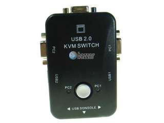 USB 2.0 KVM 2 Port Ports Selector VGA Print Switch Box  