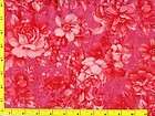 Red & Hot Pink on Hot Pink Rose Garden Quilting Fabric 