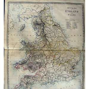   C1868 Physical Map England Wales Isle Man Isle Wight