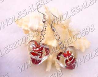 10Pairs Heart Handwork Lampwork Glass Bead Earrings  