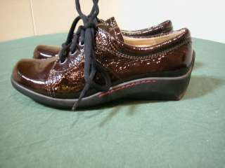 Wolky Dark Brown Patent Leather Walking Shoes US Womens Size 6 EU 36 