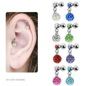 Ferido Crystal Dangle Gem Ball Cartilage/Tragus Barbell Earring   BS15