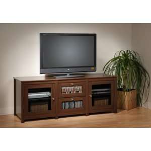 Santino Espresso Media Console 2 Glass Drawers and Doors:  
