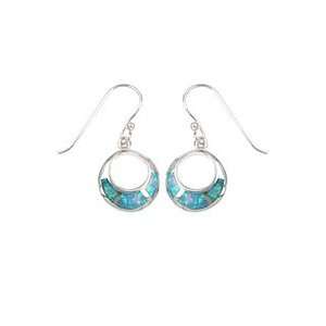 Indigo Sterling Silver & Blue Opal Open Circle Dangle Earrings: Indigo 
