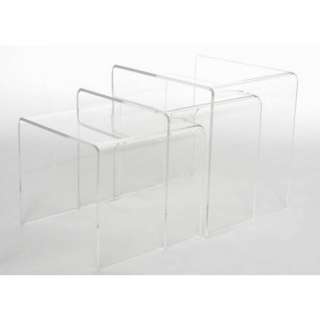 Acrylic Nesting Table 3 Piece Coffee Side End Table Set  