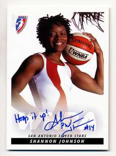 2005 WNBA Autograph SHANNON Pee Wee JOHNSON San Antonio Silver Stars 