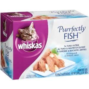 Whiskas Purrfectly Fish Variety Pack (4 Tuna & Whitefish Entree, 3 