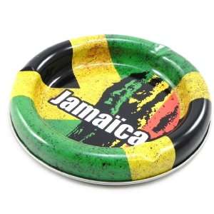  Metal ashtray Jamaïca yellow green.