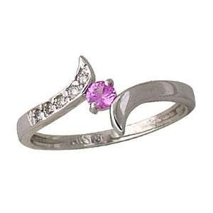    Pink Sapphire and Diamond Wave Ring 14k White Gold: SZUL: Jewelry