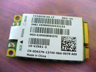 EVDO HSPA WWAN MINI 3G WIRELESS CARD D637N   DELL E6400  