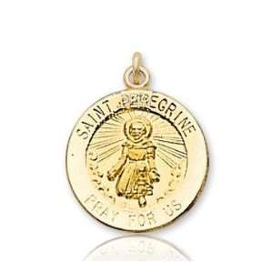   Goldold Pray for Us Carved Saint Peregrine Medal