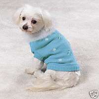 DOG Blue Glamour Sweater Beaded Maribou Trim XSmall  