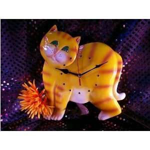  Whimsical Tabby Cat Clock: Home & Kitchen