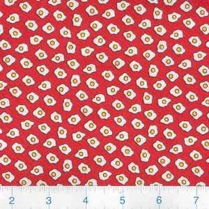 45 Wide Panic in Provence Fried Eggs Red Fabric By The 