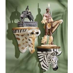 Xoticbrands African Art Wildlife Zebra Wall Shelf Sculpture Manor   2 