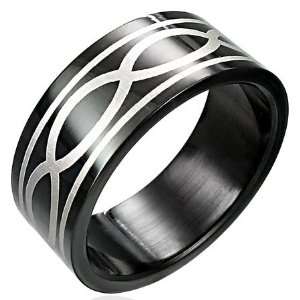  Infinity Symbol Black Stainless Steel Ring   9: Jewelry