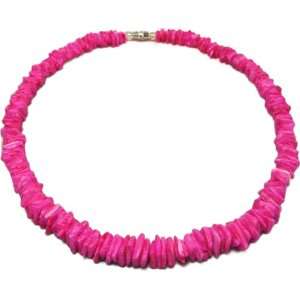   Hot Pink Chips Puka Shell Necklace   18 Inch 