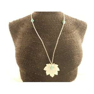  24kt White Gold Leaf and Turquoise Necklace Everything 