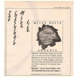  1976 Miles Davis Agharta Columbia Records Print Ad (Music 