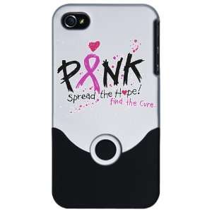   4S Slider Case Silver Cancer Pink Ribbon Spread The Hope Find The Cure