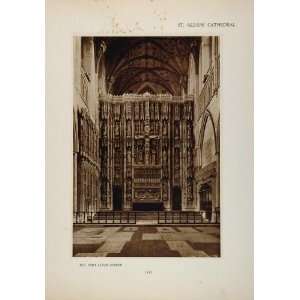 1905 St. Albans Cathedral The High Altar Screen Print   Orig. Tipped 