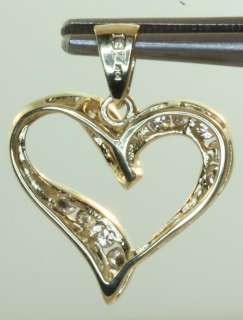10k yellow gold diamond heart pendant vintage 2.0g  