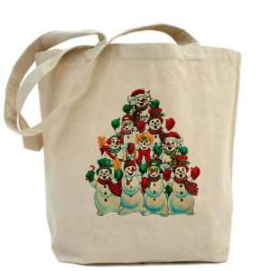 Tote Bag Christmas Holiday Stacked Snowmen Everything 