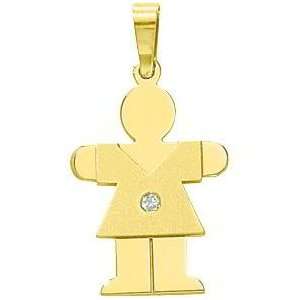  14K Gold The Kids Diamond Girl Charm: Jewelry