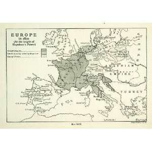  1926 Lithograph Vintage 1810 European Map Napoleon French 