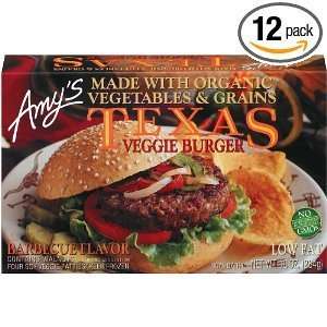 Amys Organic Texas Veggie Low Fat Burger, 10 Oz (Pack of 12)  