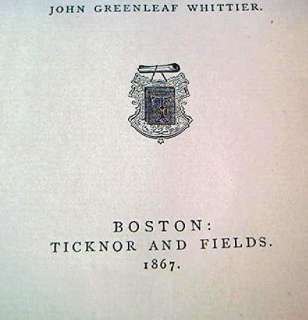 John Greenleaf Whittier TENT ON THE BEACH 1867 1stEd  