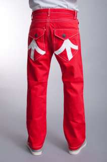   KAALU CURO RELAXED FIT DENIM BRIGHT RED WHITE JEANS PANTS SIZE 38 X 32