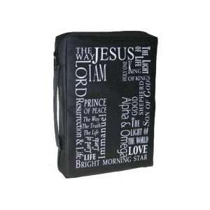  Bible Cover   Names Of Jesus (Screened) Medium Black 