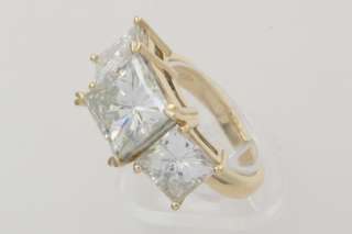 Designer 3 stone Princess Moissanite Ring 4.1 ct Gold  