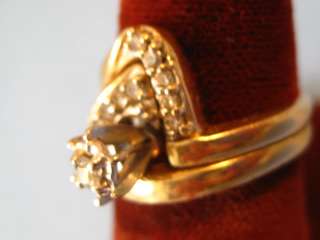 14k Gold Diamond Engagement Ring 1/3 Karat Total Wt. Wedding double 