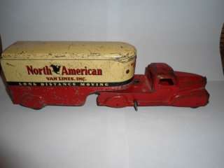   Tin Marx Toy Co. North American Van Lines Wind Up Truck Working  