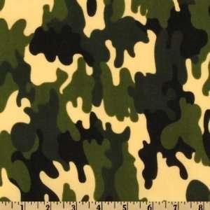   Polyester/Cotton Broadcloth Army Camo Dark Green Fabric By The Yard