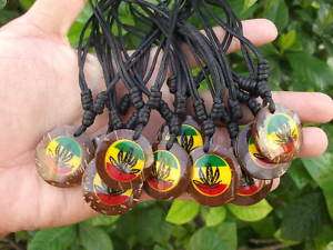 10 Reggae Rasta Marijuana Cannabis Coconut Shell Wood Wooden Necklaces 