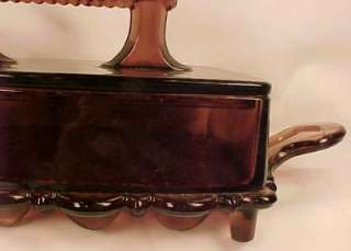 EAPG Antique FLAT IRON AMETHYST GLASS BUTTER DISH Exc  