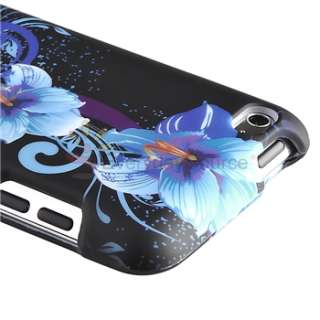 Blue Flower Hard Snap on Crystal Skin Case Cover for Ipod Touch 4th 