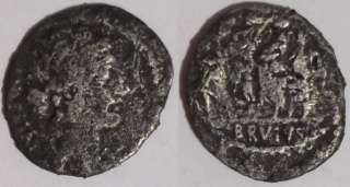 Roman Republican Silver Denarius; Brutus; rare & collectible but worn 