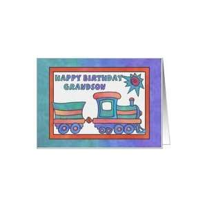  Blue Toy Train, Happy Birthday Grandson Card: Toys & Games