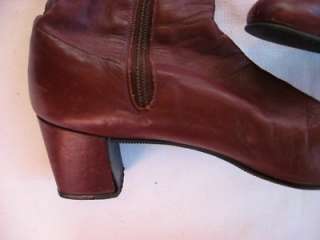 Womens VTG Tall Brown Fitted Leather Boots 7.5 AA  