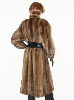 Shiny Designer john Ross brown Lunaraine mink fur coat jacket 61 