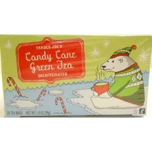 Trader Joes Candy Cane Green Tea Decaffeinated 20 Tea Bags, a Holiday 