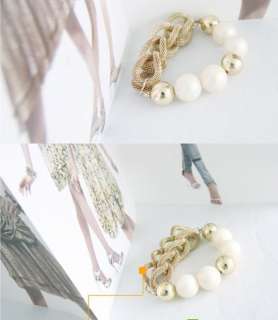 1pcs Web Chain Braided Exquisite Pearl Bracelet A64 FREE SHIP  