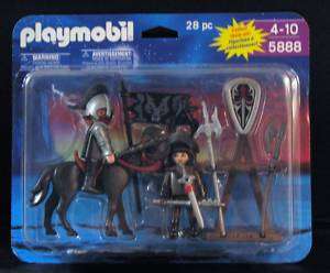 PLAYMOBIL #5888 WOLF KNIGHTS & HORSE W/WEAPON RACK  