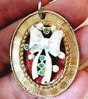Vintage 14K Gold GP Blue Ladybug Charm Necklace Pendant  