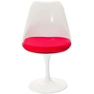  Eero Saarinen Style Tulip Side Chair with Red Cushion 