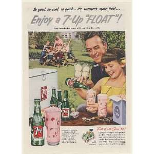 1953 7 Up Seven Up Strawberry Ice Cream Float Summer Super Treat Print 